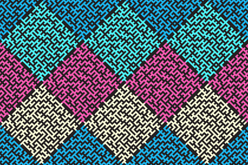 Fototapeta premium Square seamless pattern of colored labyrinth, flat