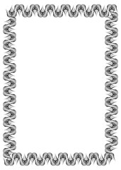 Black and white guilloche vertical frame.  Vector clip art.
