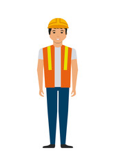 construction worker cartoon icon over white background. colorful design. vector illustration