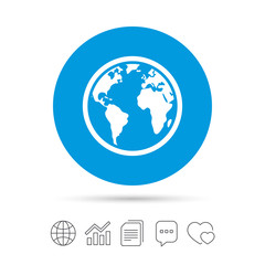 Globe sign icon. World map geography symbol.