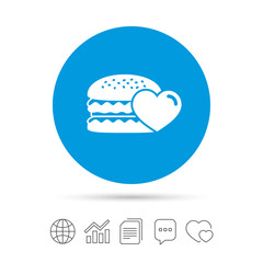 Hamburger icon. Burger food symbol.
