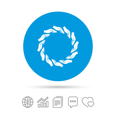 Donation hands sign icon. Charity or endowment.