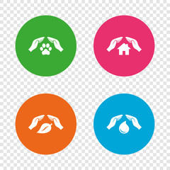 Hands insurance icons. Save water and nature.