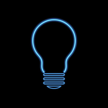 Neon lamp on a black background. Vector illustration .