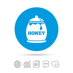 Honey in pot sign icon. Sweet natural food.