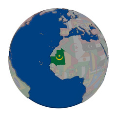 Mauritania on political globe