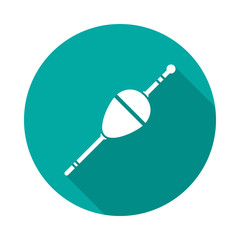 Fishing float icon with long shadow. Flat design style. Round icon. Fishing float silhouette. Simple circle icon. Modern icon in stylish colors. Web site page and mobile app design vector element.