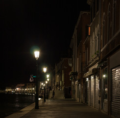 Fototapeta na wymiar Night scene on Giudecca Island, Venice, Italy