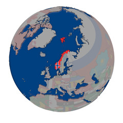 Norway on political globe