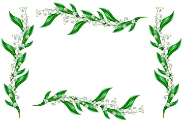 Papier Peint photo autocollant Muguet La branche de fleurs de muguet isolé sur bac blanc