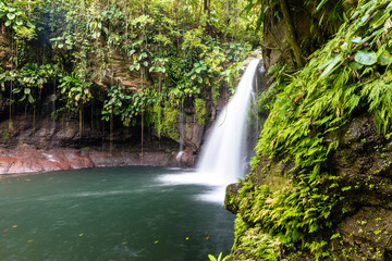 waterfall "Saut de la L&eacute;zarde" in Guadeloupe
