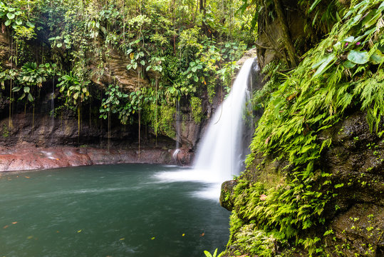 waterfall "Saut de la Lézarde" in Guadeloupe