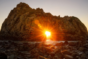 Sunset through key hole Pfeiffer beach, California