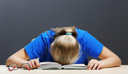 Student tired of studying in classroom