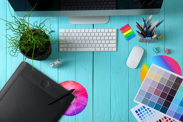 Designer workplace, top view