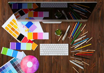 Designer workplace, top view