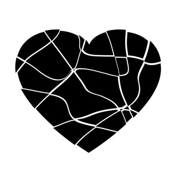 Broken black heart vector