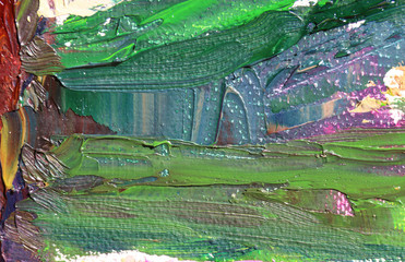 Obraz na płótnie Canvas Green color oil paint on linen. 