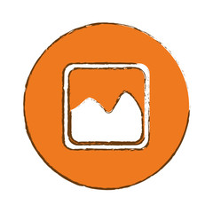 picture or photo icon over orange circle and white background. colorful design. vector illustration