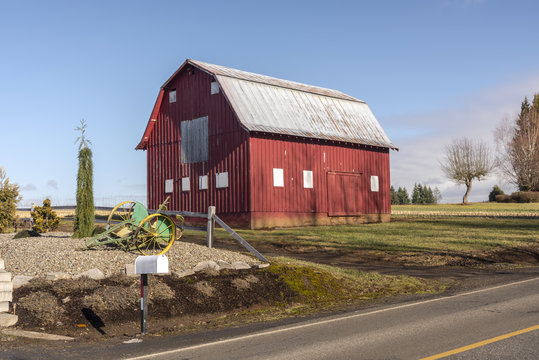 Old barn on a roadside Oregon.