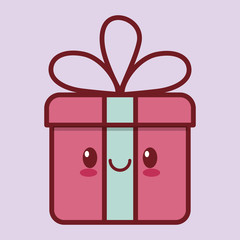 gift box kawaii icon image vector illustration design 