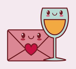 envelope valentines day related kawaii style icon image vector illustration design 