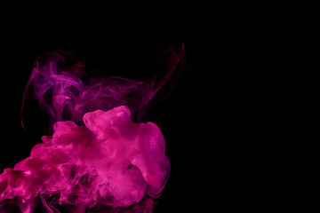 Abstract smoke Weipa. Personal vaporizers fragrant steam. The concept of alternative non-nicotine smoking. Magenta smoke on a black background. E-cigarette. Evaporator. Taking Close-up. Vaping. - obrazy, fototapety, plakaty