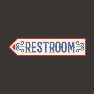Circus vintage restroom label banner vector illustration.