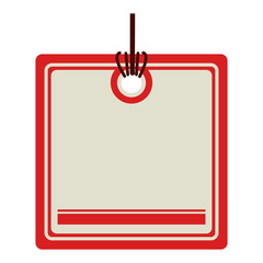 color price tag with square shape and contour vector illustration