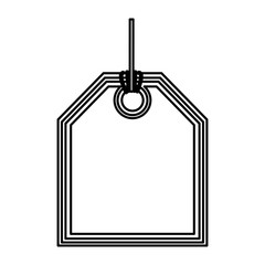 monochrome silhouette price tag with top side half hexagonal vector illustration
