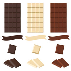 Three chocolate bar with copy space