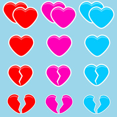 Colorful hearts set