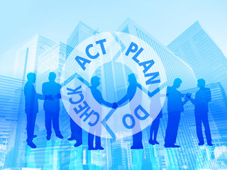 business man pdca building background