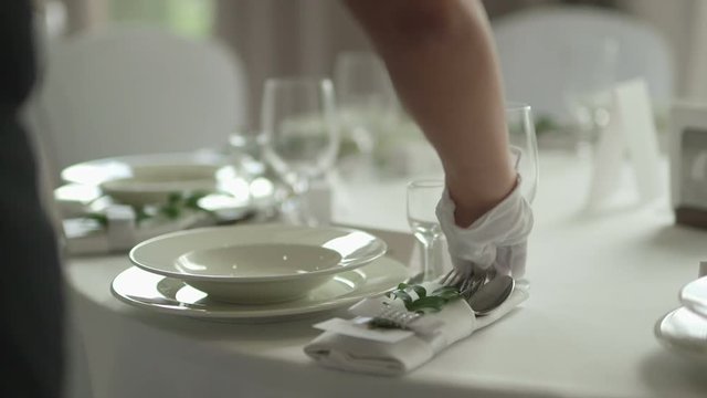 Elegant candlelight dinner table setting at reception
