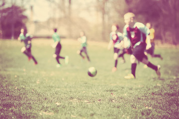 Soccer game, blurred image