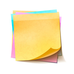 Different colorful sticky notes in pile on white background