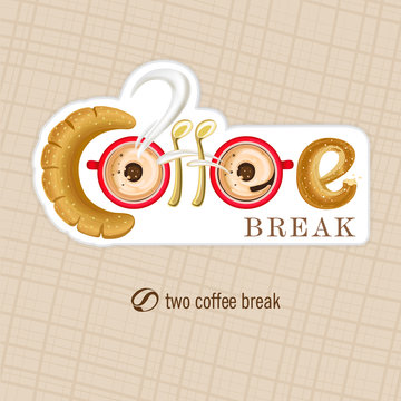 Fototapeta Сoffee break logos, labels, badges. Design elements. Vector illustration.