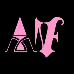 initial letter AW logo vector pink color