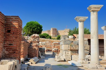 floor mosaic of st. Johns Basilica at Selcuk Ephesus izmir Turkey