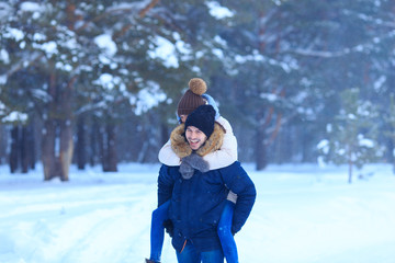 Lifestyle of young happy couple in love