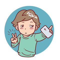 Selfie boy cartoon style