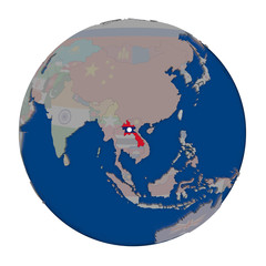 Laos on political globe