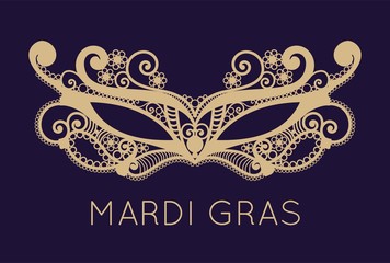 Mardi Gras mask of lace collection set.