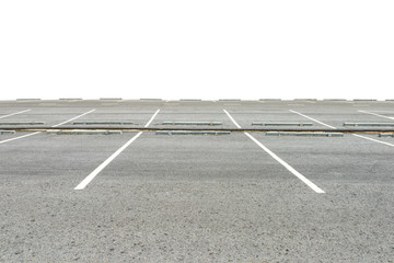 Empty parking lot isolated on white background.  This has clipping path.