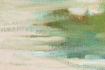 Oil paint on linen. Abstract art background. Coarse woolen fabric texture. Brushstrokes of paint.