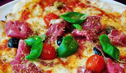 A fragment of Italian pizza.