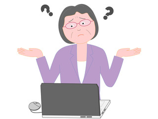 コンピューターのトラブルに困っているビジネスウーマン