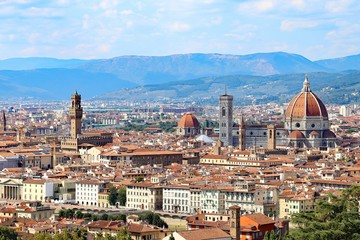 Panorama of the city of FLORENCE in Italy with the dome