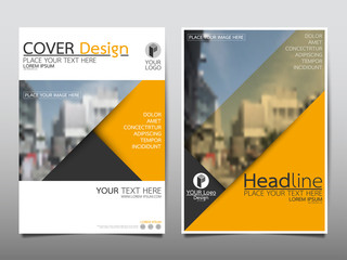 Yellow triangle flyer cover business brochure vector design, Leaflet advertising abstract background, Modern poster magazine layout template, Annual report for presentation.