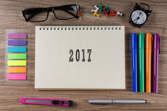 2017 word on notebook.
